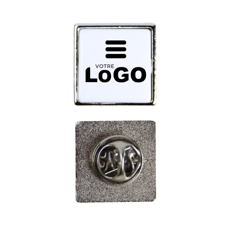 Pin's carré argent - 18mm - personnalisable en ligne