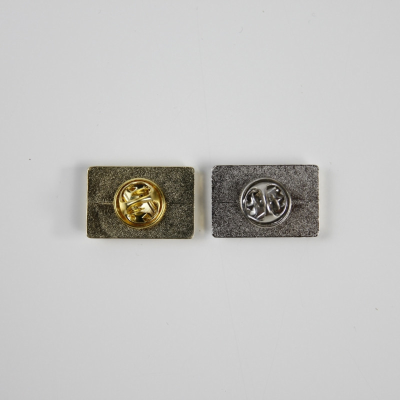 Arrière des pin's rectangulaire Argent et or - 24x18mm - personnalisable en ligne