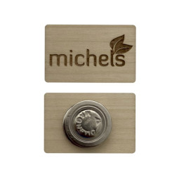 Badge français Bois RECTANGLE - personnalisable en ligne