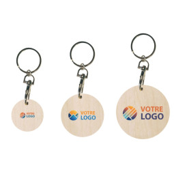 Porte-clés français Bois ROND - 30, 40 et 50mm -