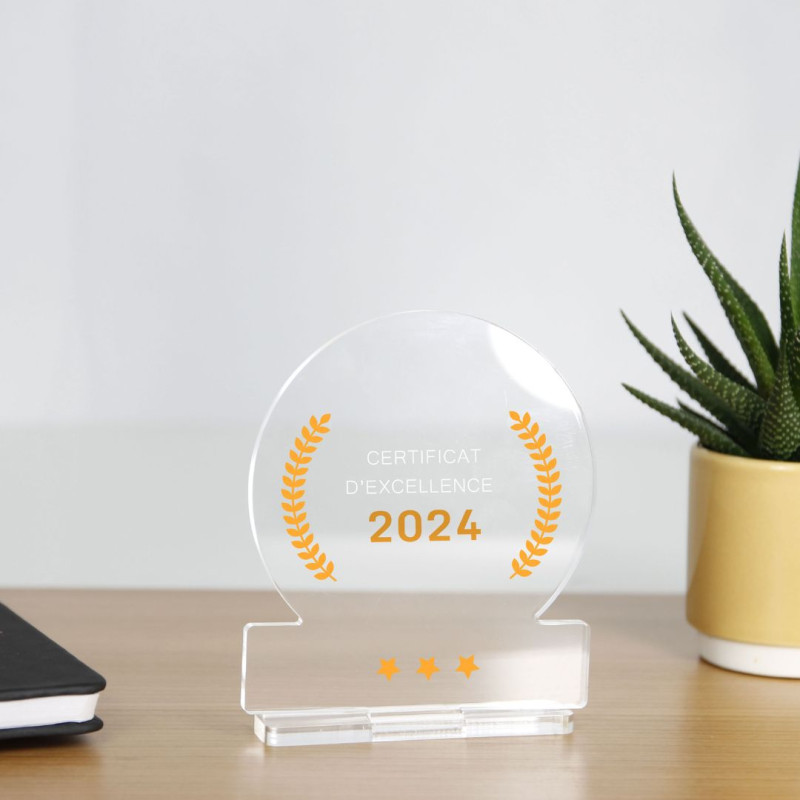 Trophée en plexiglas ROND - personnalisable