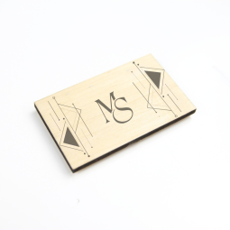 Badge français Bois RECTANGLE - personnalisable en ligne