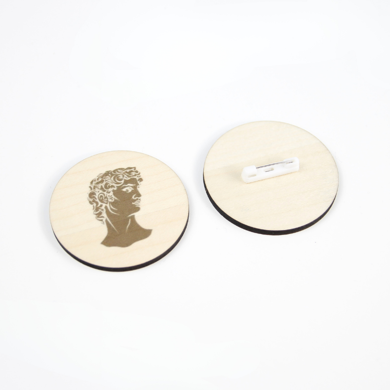 Badge publicitaire Rond épingle en bois - Made in France