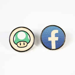 Pin's Rond Bois Argent - 25 mm - Made in France