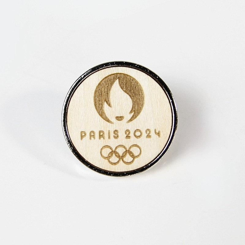 Pin's Rond Bois Argent - 25 mm - personnalisable en ligne