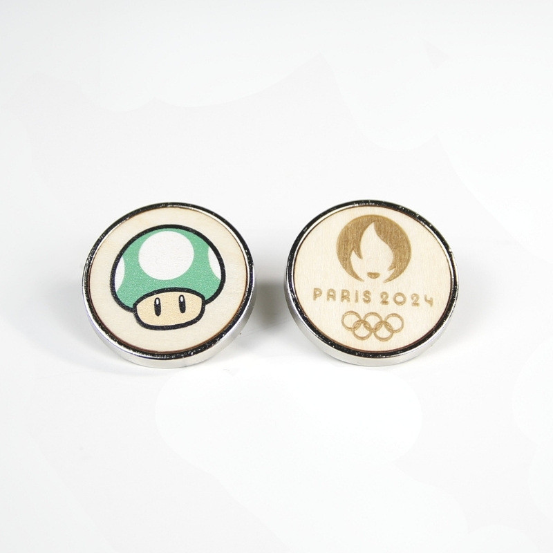 Pin's Rond Bois Argent - 25 mm - MIF
