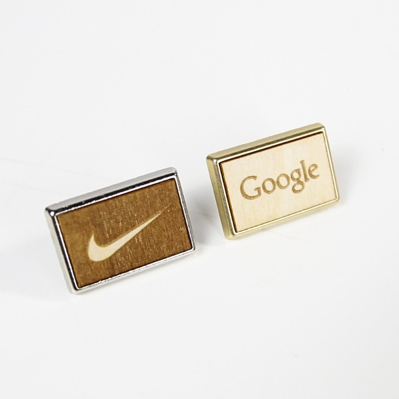 Pin's Rectangle bois Or - 24 x 18 mm - Made in France