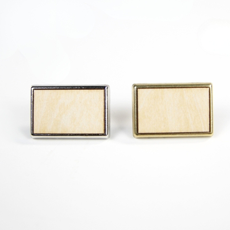 Pin's rectangulaire bois Argent et or - 24x18mm - personnalisable en ligne