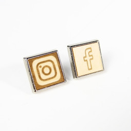 Pin's Carré bois Or - 18 mm  - personnalisé