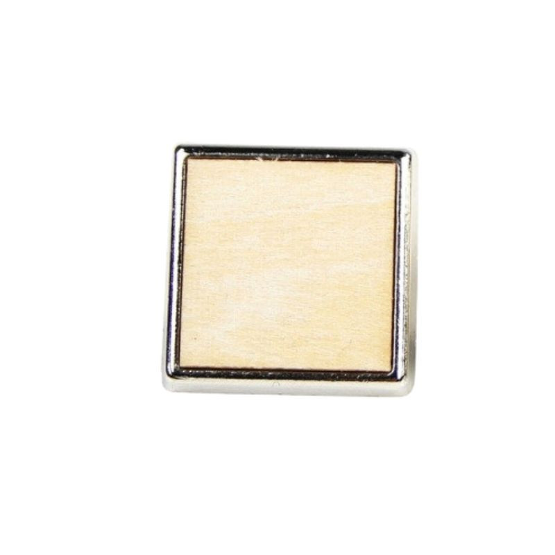 Pin's carré bois argent et or - 18mm